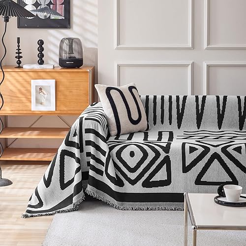 Miniatura 12 de VClife - Funda para sofá de 2 plazas o modular, de felpilla, lavable, apta para mascotas y perros, protectora, con borlas, azul, 71 x 118 pulgadas