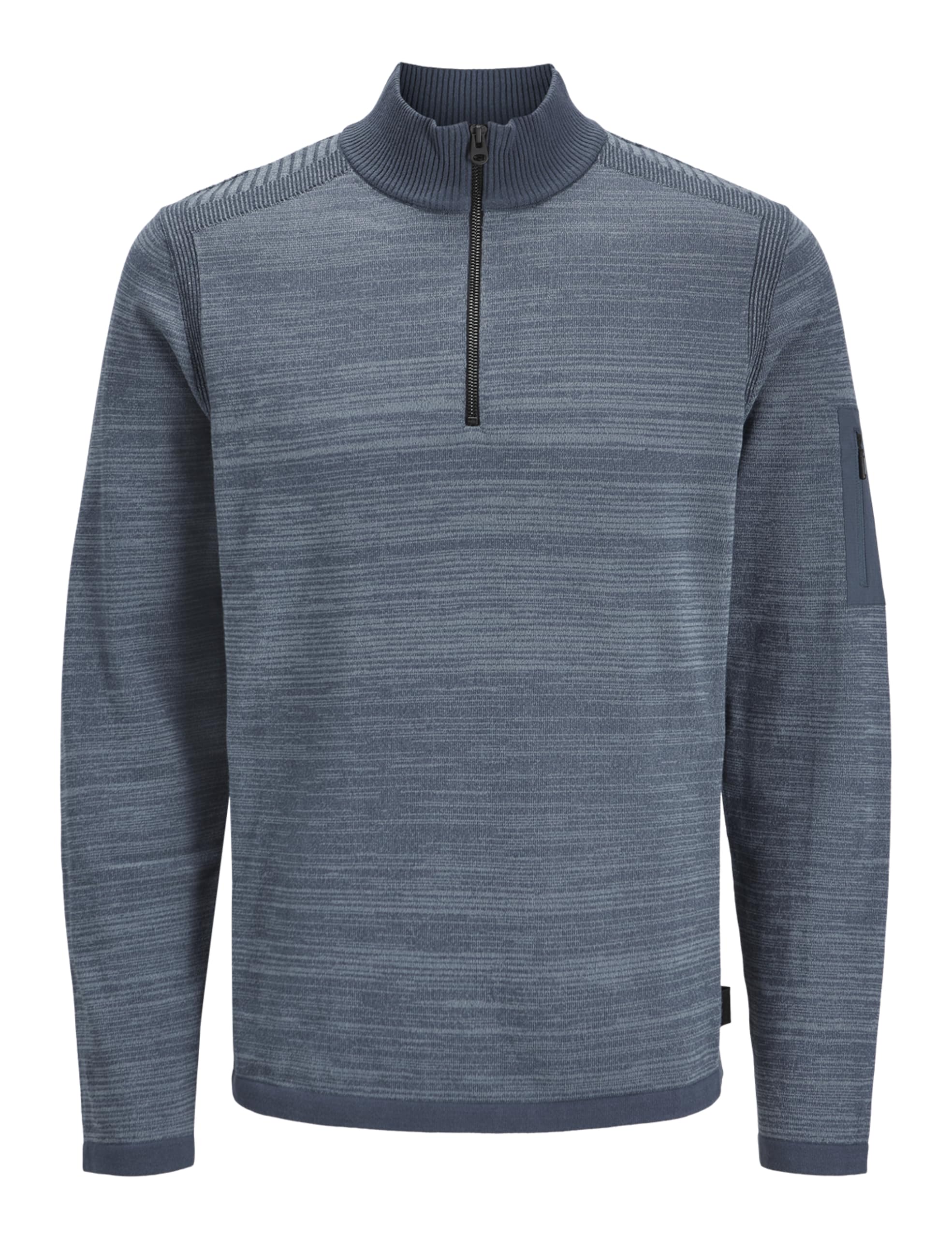 JACK & JONES Men's Jcomace Knit Half Zip SMU Knitted Jumper, Midnight Navy/Detail: Melange, L