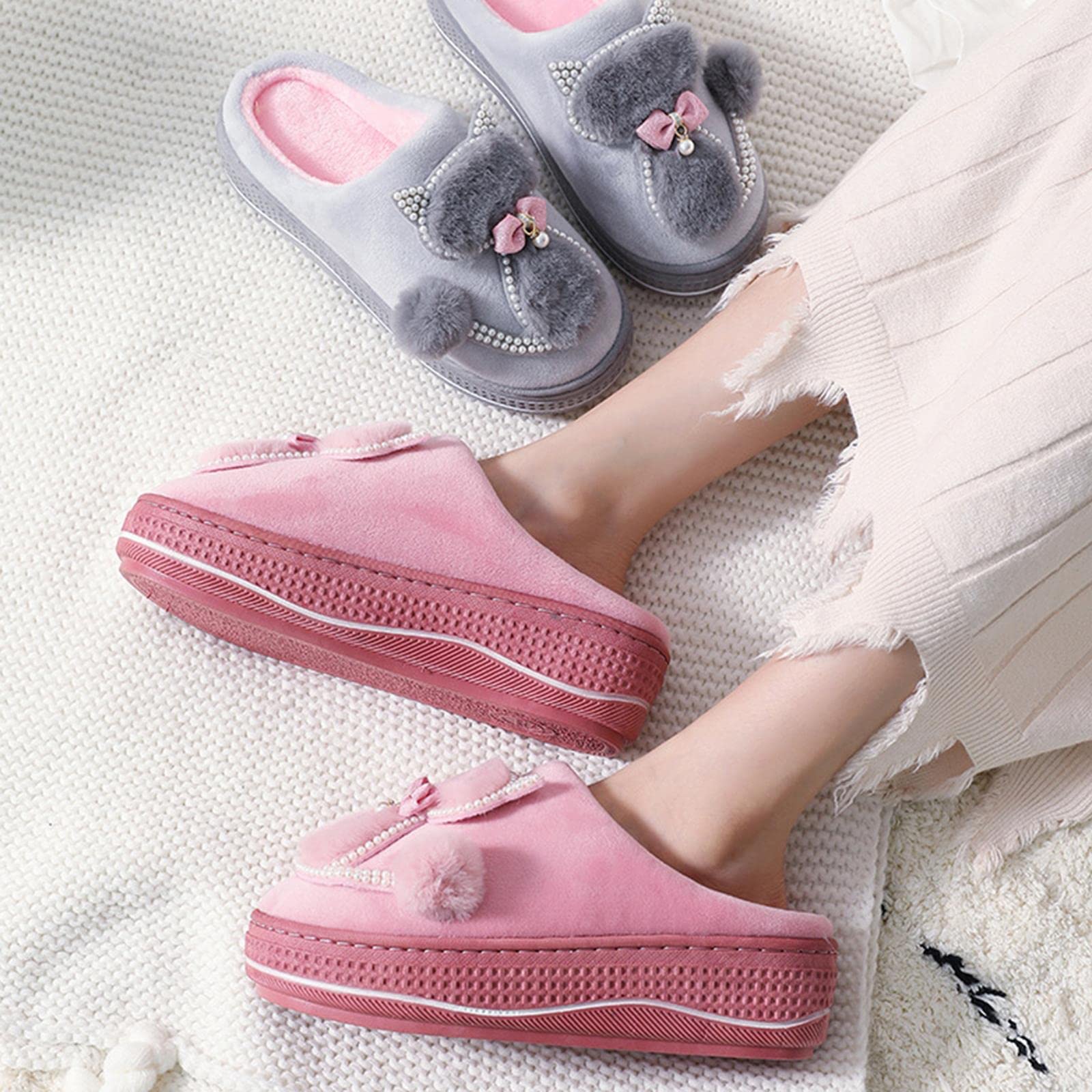 Pantuflas de mujer con diseño de gato para interior y mujer, con plataforma de algodón, para invierno, hogar, cálidas, para mujer, B-2,36-37