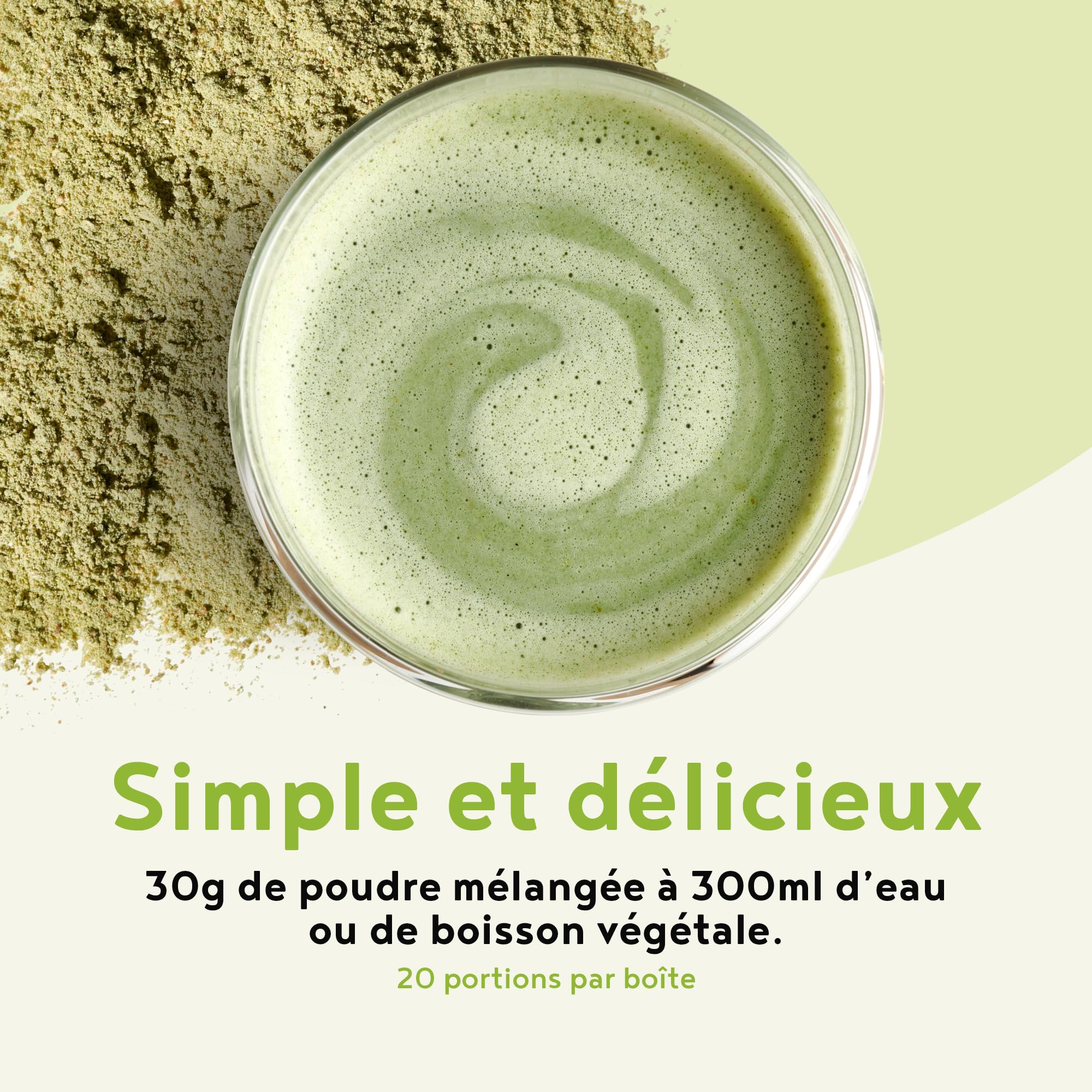 Morning Fuel | Mélange Vanille et Matcha pour le petit-déjeuner | Proteine vegetale de pois germés, quinoa, avoine, algues, alfalfa, épinards, maca, spiruline | vit. B6 + B12 | 600gr | Alpha Foods