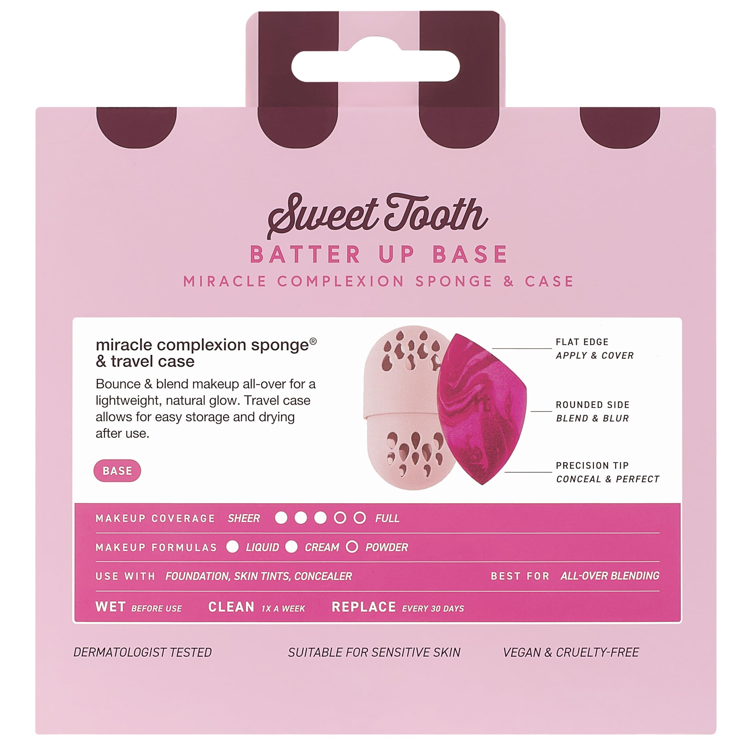 Real Techniques Sweet Tooth Batter Up Base Miracle Complexion Sponge & Case, Makeup Blending Sponge, Travel Case for Foundation, Skin Tint & Concealer, Cruelty-Free, 2 Piece Set - 3