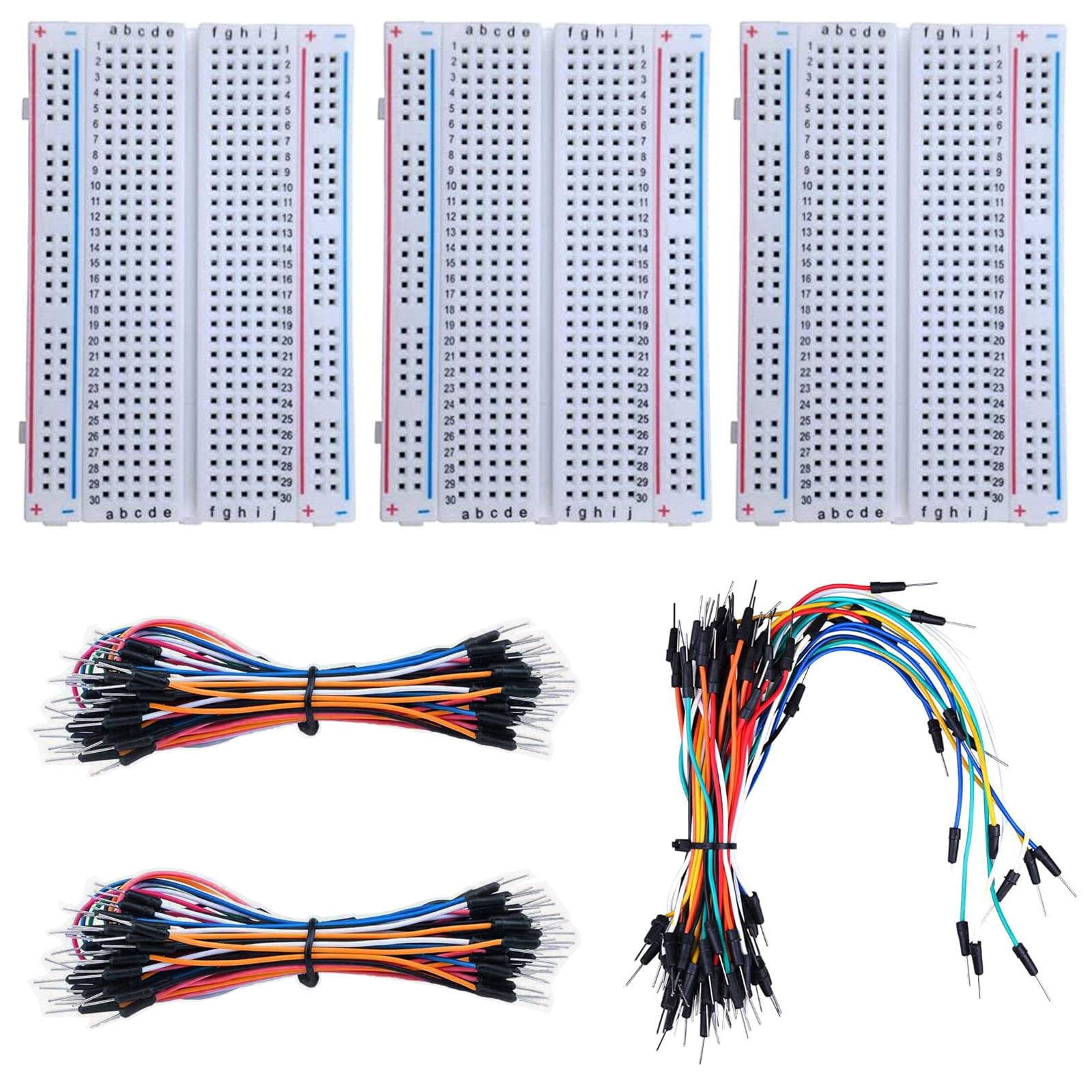 GTIWUNG Basetta Piastra Sperimentale Breadboard Kit, 3 Pezzi 400 Punti Mini Breadboard + 195 Pezzi Cavetti Jumper Filo Multicolore Wire Kable