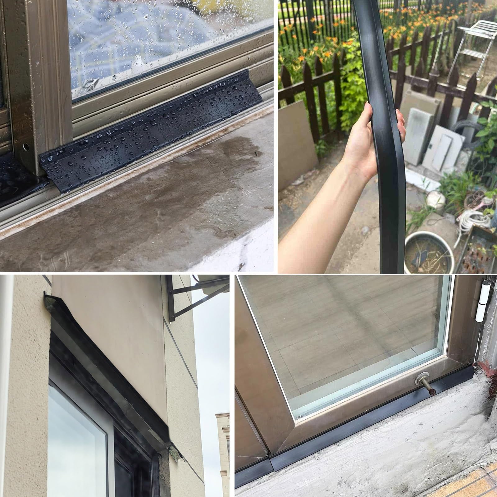 Wasserdichte Fenster-Wetterleiste, Schwarz Regenschutzleiste Für Fenster Und Türen Selbstklebende Gummi-Abdichtung, Hochflexibles, Für Vor Wassereintritt An Fensterrahmen Fensterbänken(5.5cmx5M)