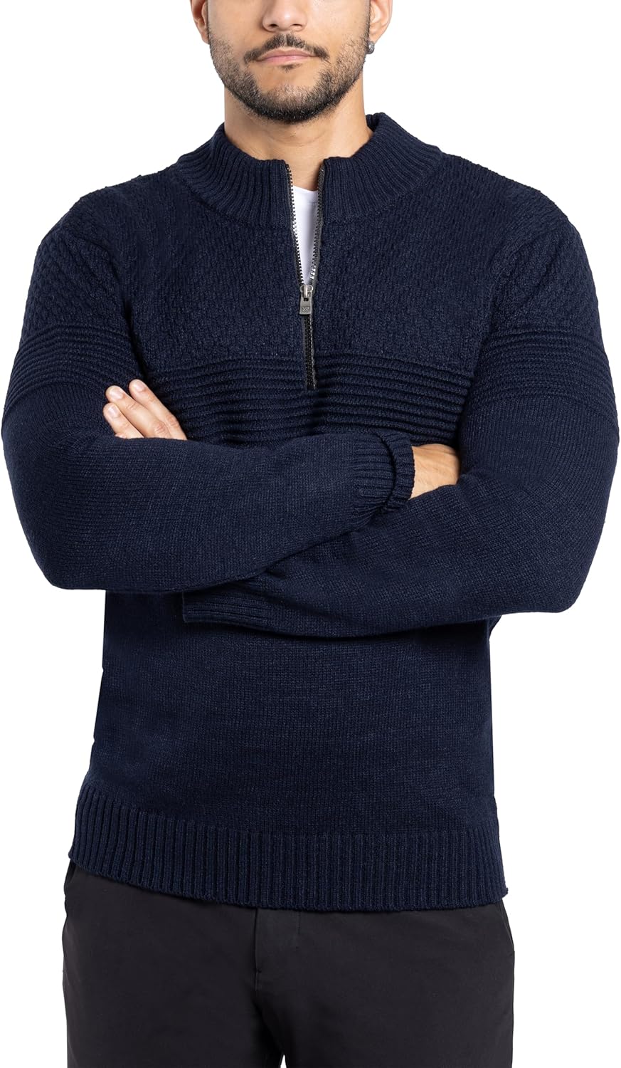 X RAY Mens Quarter Zip Pullover Sweater, Slim Fit Knit Long Sleeve Polo Quarter Zip Pullover Golf Sweatshirt for Men - Image 7