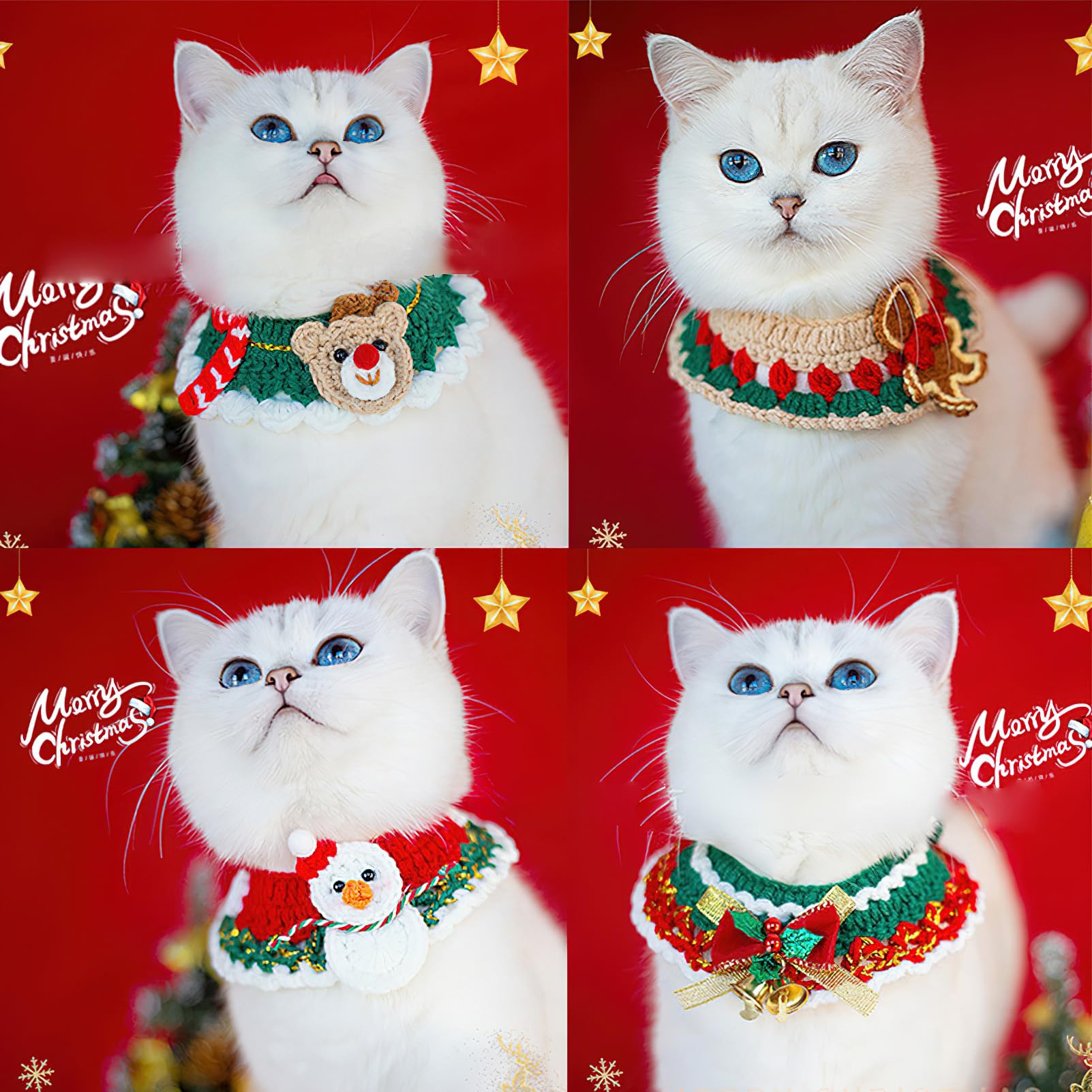 4 Pack Christmas Cat Dog Collar Deer Santa Claus Snowflake Pet Accessories for Christmas (Group A, S) - Image 3