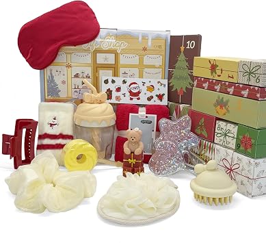 Gift Baskets for Women, 12Pcs Birthday Self Care Gifts, Spa Relaxation Get Well Soon Package, Thinking of You Sympathy Box with Cup Bath Bombs Scented Candle Fuzzy Socks for Mom, Sister, Friend, Her