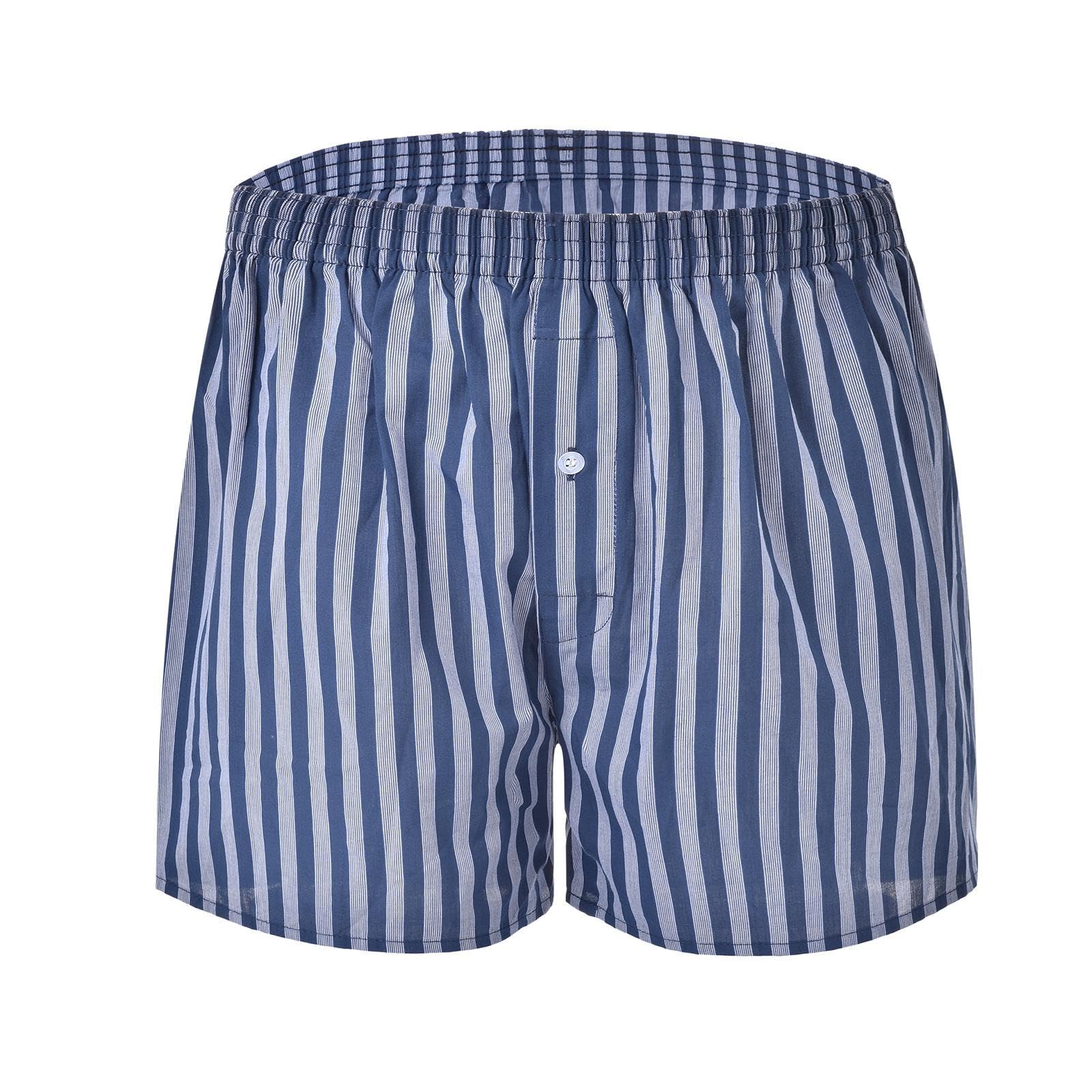 CinvikMens Cotton Boxers Funny Woven Pattern Plaid Boxer Shorts Inseam Pajamas Single Pack