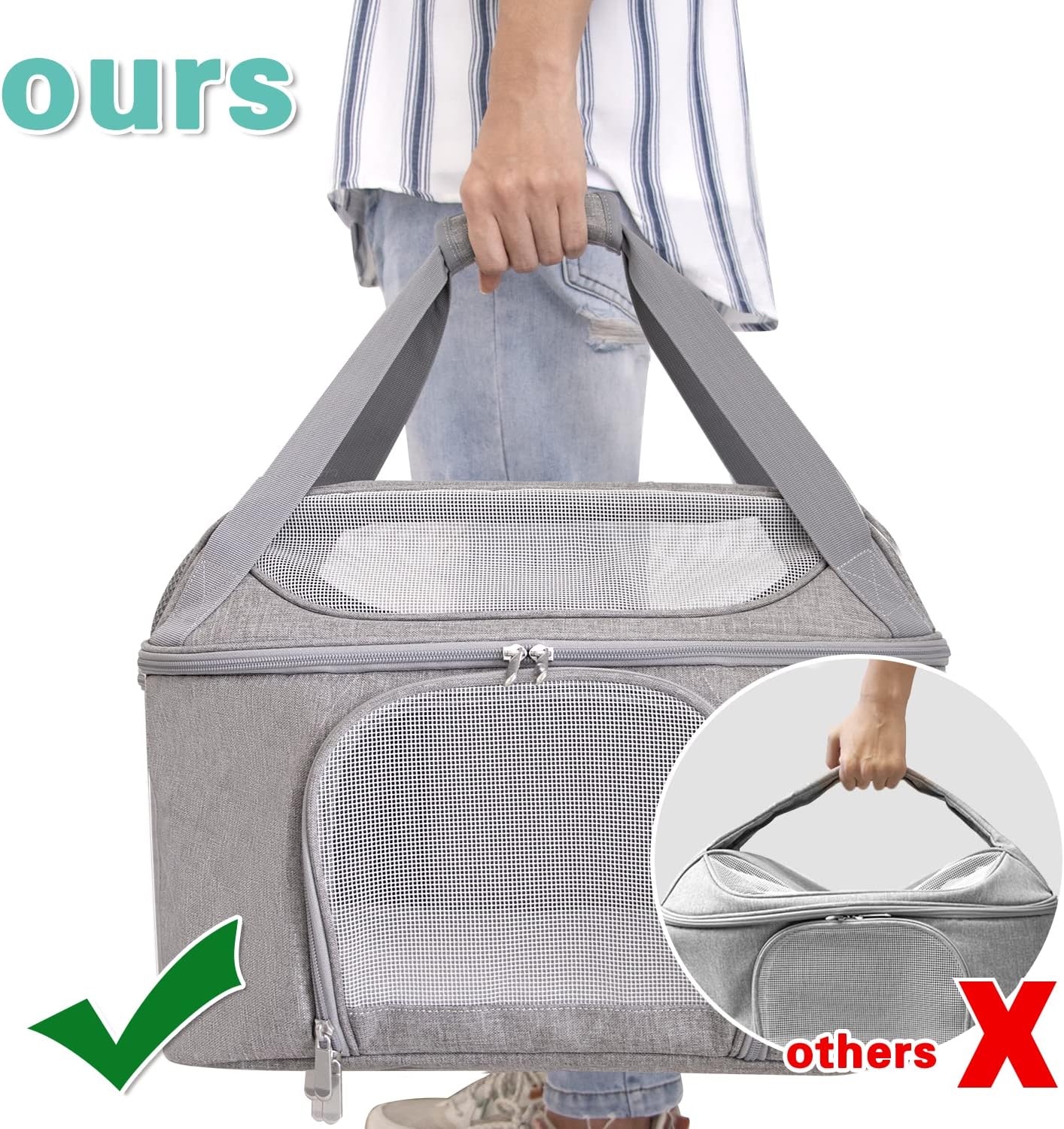 Prodigen Large Cat Carrier Pet Travel Bag for Small Medium Cats Dogs, Soft Pet Carrier for Small Medium Cats Dogs Puppies, Escape-Proof, Breathable, Small Dog Carrier Soft Sided-Gray : Pet Supplies