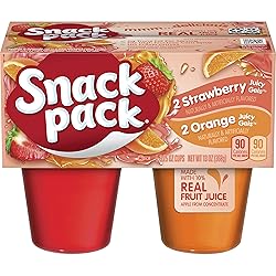 Snack Pack Strawberry and Orange Juicy Gels, Lunchbox Snack, 4 ct
