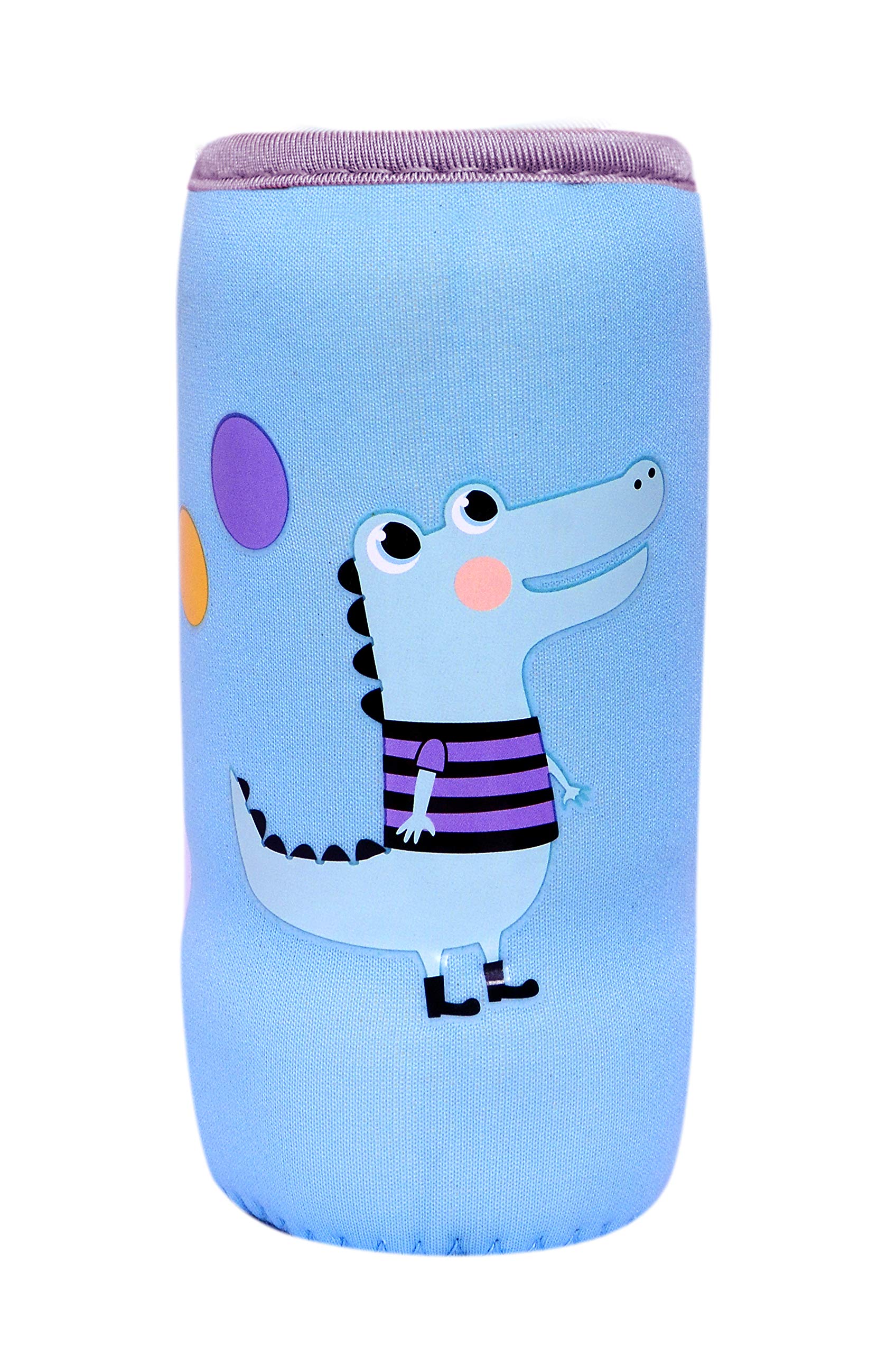 The Cheeky Kidzz Soft Reusable Baby Feeding Bottle Cover Sleeve Animal Printed Suitable for 120ml 150ml 220ml 240ml Slim Neck Milk Feeder Bottles (Blue Crocodile)