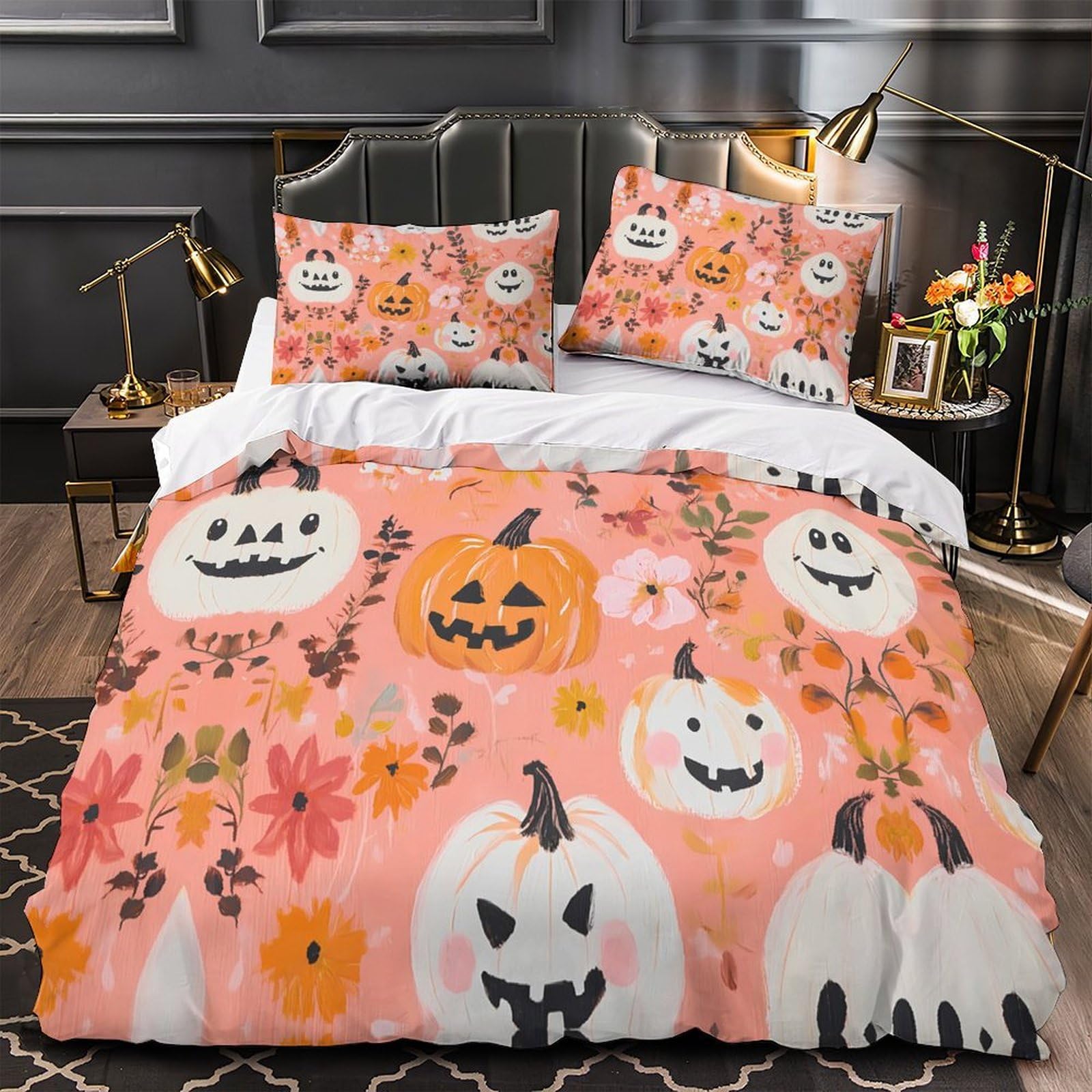 Housse de couette citrouilles d'Halloween 135x200cm 3D