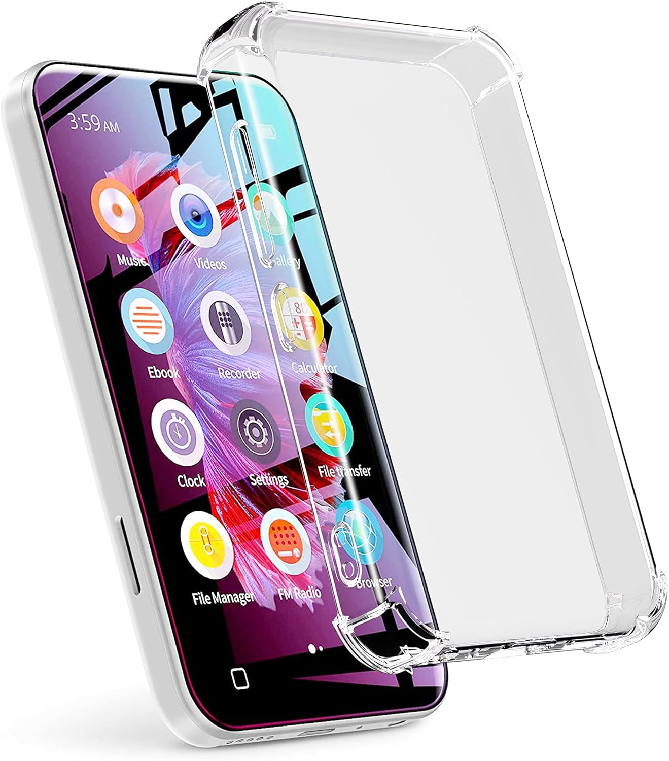 WiFi Mp3 Player with Bluetooth, TIMMKOO 4.0″ Full Touch Screen Mp3 Mp4 Player with Speaker, Portable HiFi Sound Walkman Digital Music Player with FM Radio,Recorder, Ebook,Clock, Browser (White)