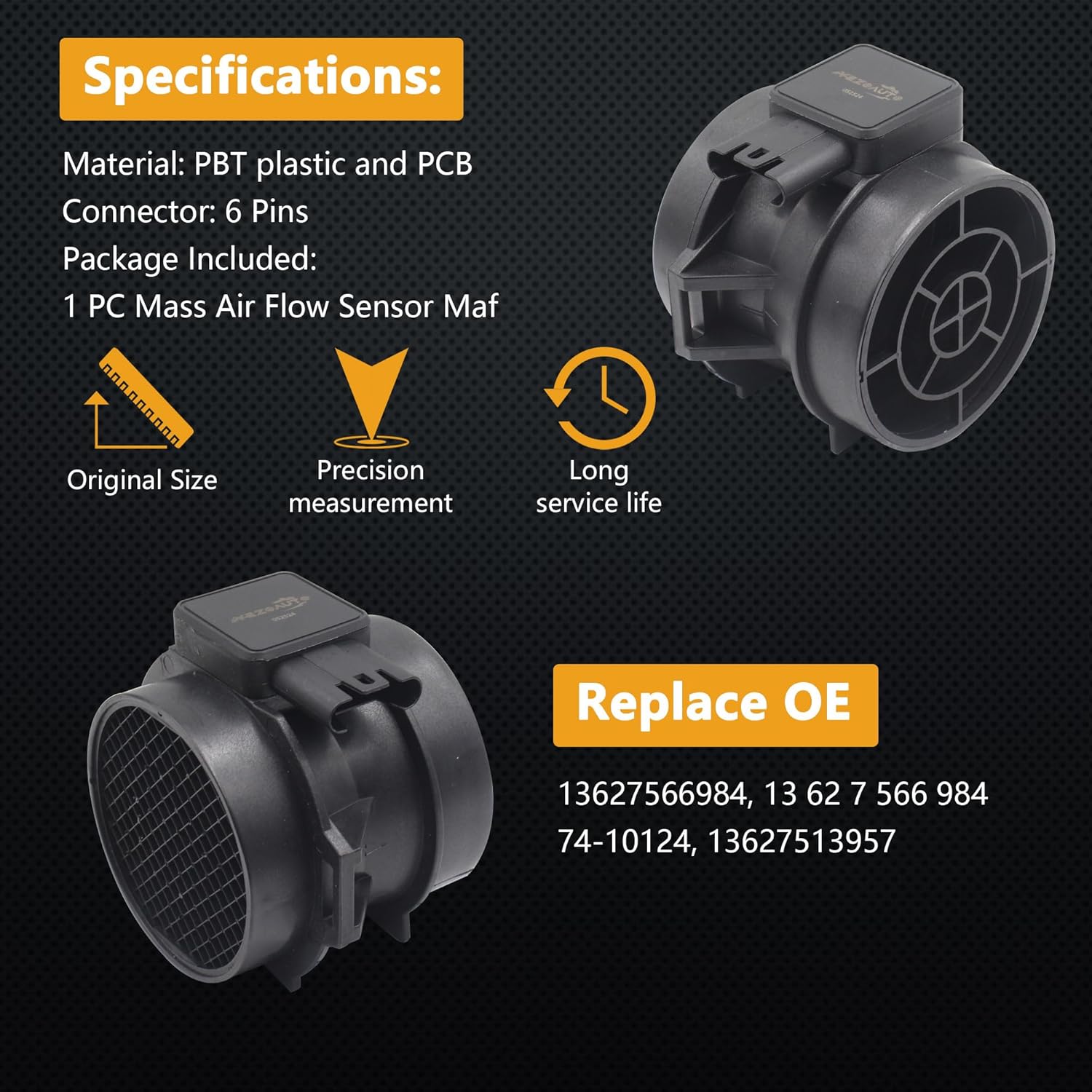 Mass Air Flow Sensor Maf Meter Compatible with BMW 325 325i E46 2.5L 2002; 325Ci 325 2003-2006; X3 2.5L 2004-2006; Z4 2.5L 2003-2005; 325Ci M54 2003; 325i M54 2004-2005 OE# 13627513957