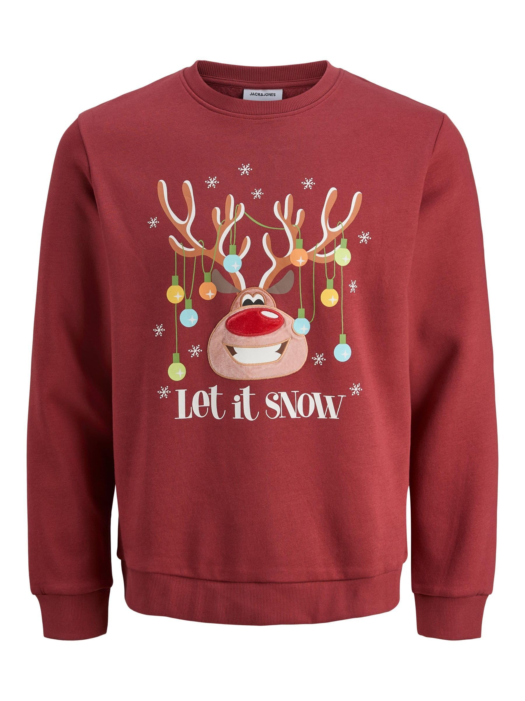 Jack & Jones Crew Neck Christmas Sweatshirt Men's Red Small