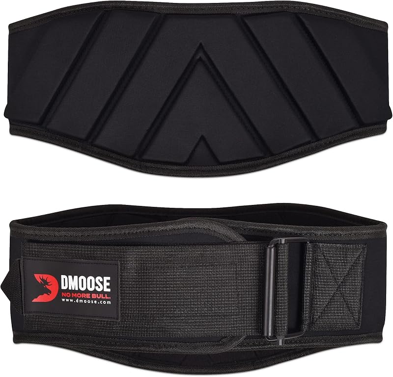 DMoose Fitness súlyemelő öv önzáró rendszerrel - Neoprén erőemelő derékpánt férfiaknak és nőknek - Fekete edzőöv CrossFit és testépítés támo