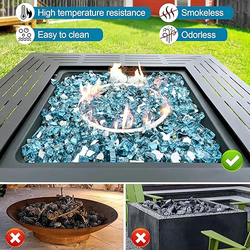 Miniatura 4 de GasSaf Vidrio de fuego de 12 pulgada reflectante, vidrio templado cortado y triturado para fogata, chimenea, reemplaza los troncos de gas y las