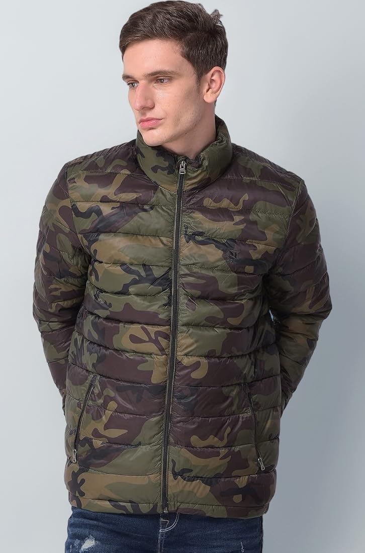 Buy Woodland Mens Polyster Casual Regular Jacket (Camouflage Green