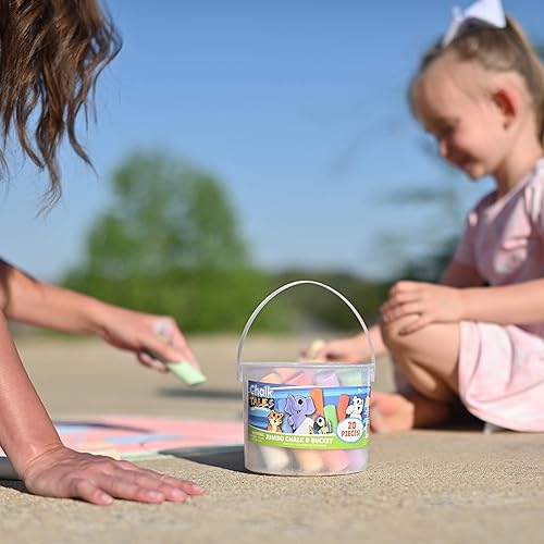 Miniatura 2 de Sunny Days Entertainment Juego de tizas para acera para niños con almacenamiento, lavable, de colores gigantes para jugar al aire libre y arte de