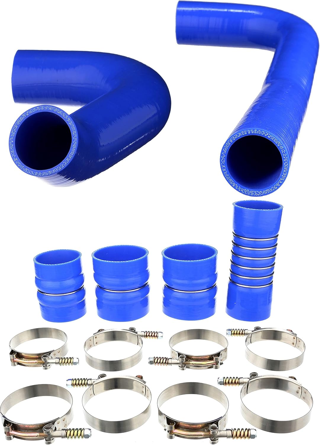 Heavy Duty Silicone Radiator Hoses and Intercooler Boot Kit Compatible with 2003 2004 2005 2006 2007 Dodge Ram Cummins Radiator Hose 5.9L/6.7L Diesel 2500 3500 (blue)