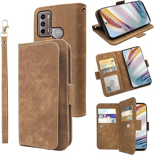 Furiet Compatible con Motorola Moto G60S - Funda tipo cartera con correa para la muñeca con correa para la muñeca, soporte magnético para tarjetas