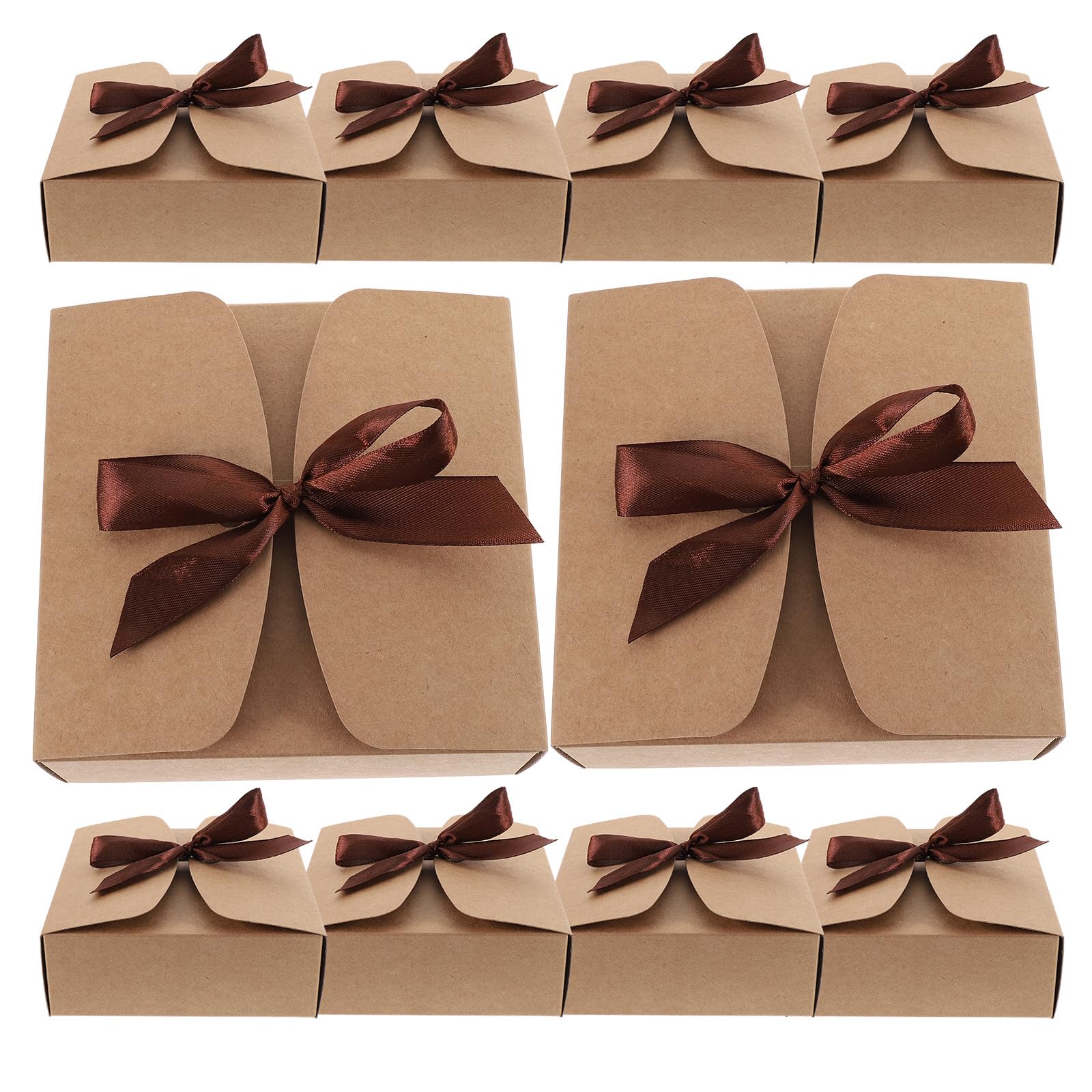 Scatole per Confezioni in Carta Kraft 20 Pezzi Scatoline Quadrate Marroni Leggere Cordino per Biscotti Dolcetti Caramelle Feste Matrimoni Compleanni