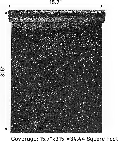 Miniatura 9 de VaryPaper Papel tapiz negro con purpurina gruesa de 15.7 x 315 pulgadas, para pegar y despegar, papel de contacto con purpurina negra, autoadhesivo,