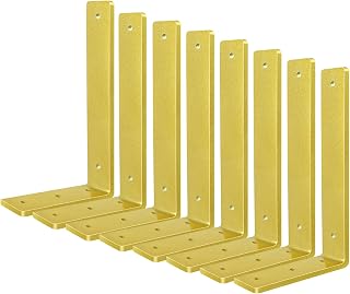 Gold Floating Shelf Bracket 6 Inch, 8 Pack Heavy Duty Shelf Brackets, Wall Shelf Bracket Gold for DIY Decorative with Mounting Hardware