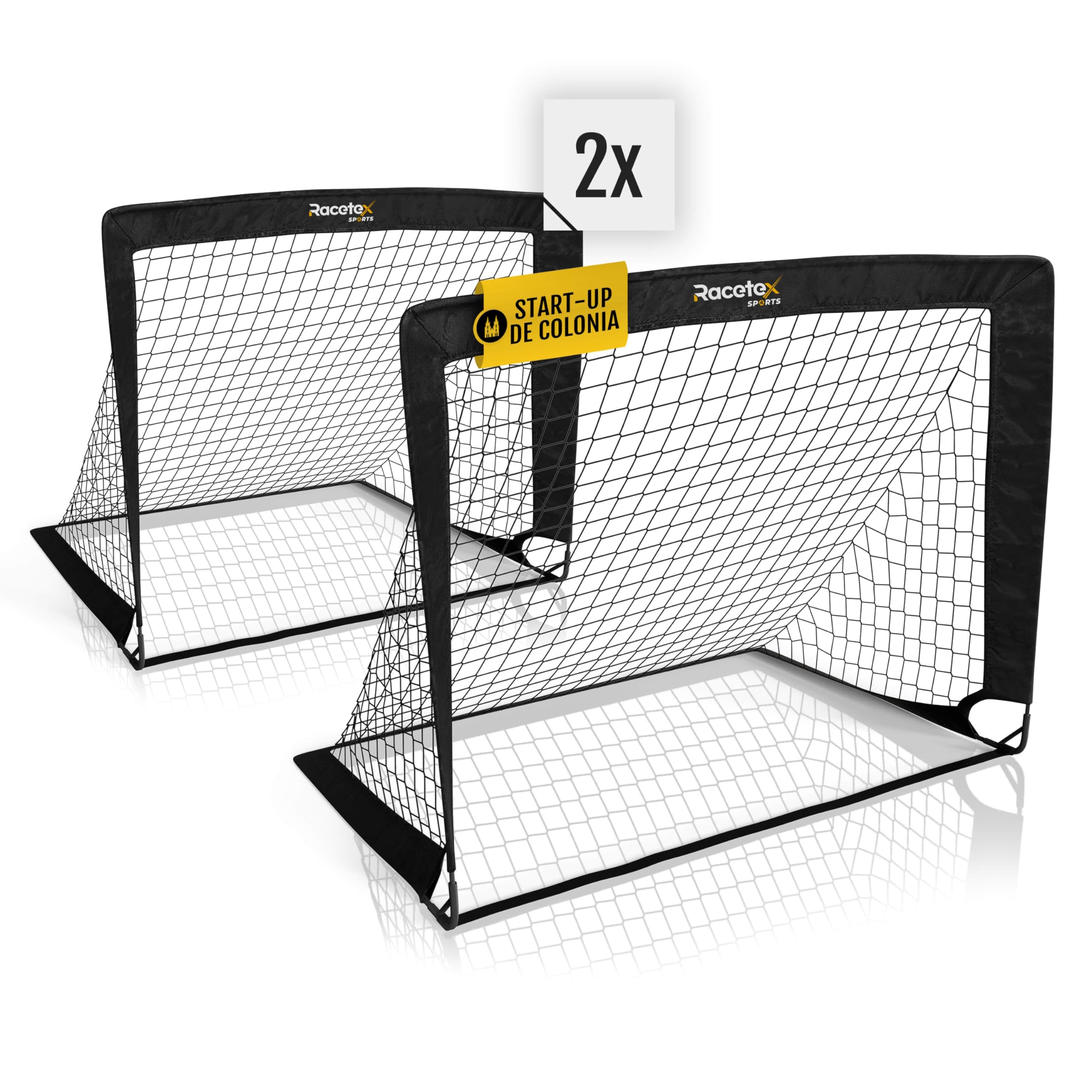 Racetex Set x 2 Children's Football Porteria – Football Goals for Children Includes Practical Carry Bag – [Version with Reinforced Fibreglass Poles]