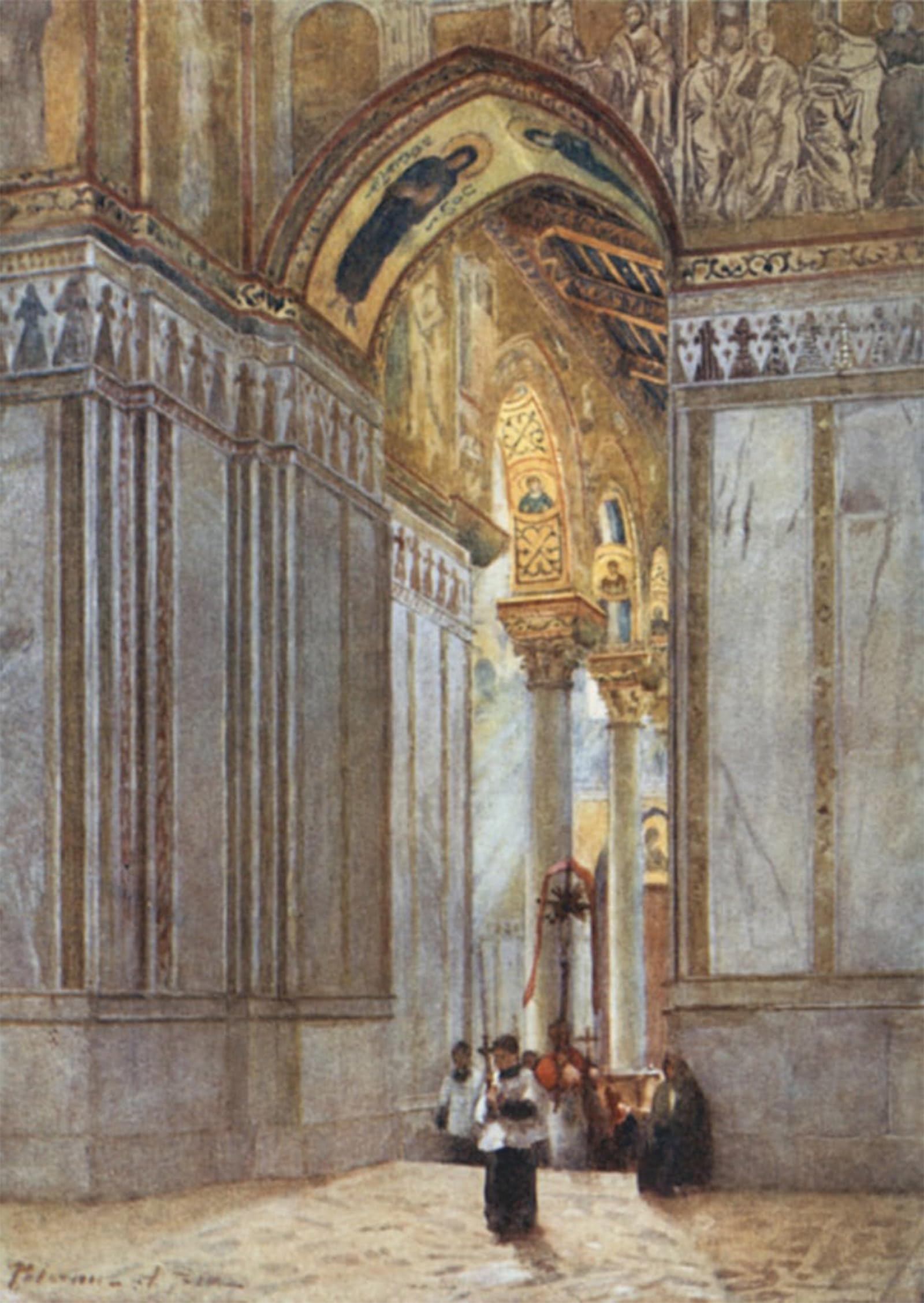 SERENDIPITP Vintage Picture Print on Canvas Wall Art Poster in the Cathedral of Monreale by Alberto Pisa Artwork Print Poster for Wall Decor 60x90cm