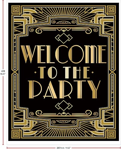 Miniatura 4 de Cartel de bienvenida a la fiesta de Gatsby de los años 20, 16 x 12 pulgadas, A3