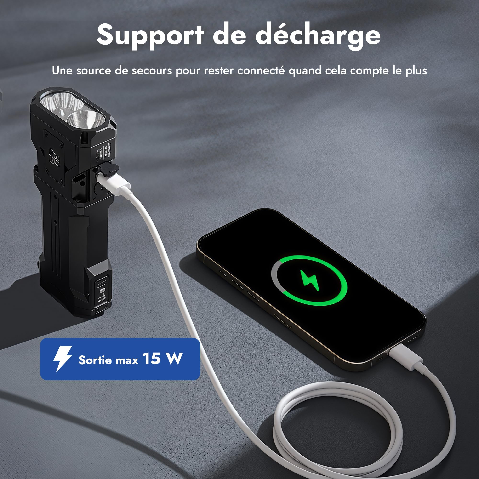 WUBEN X1Pro Lampe de poche rechargeable à haute puissance de lumens - Lampe de poche ultra lumineuse avec 12 300 lumens - Forme EDC plate avec modes spots, projecteurs et stroboscopiques - Lampe de