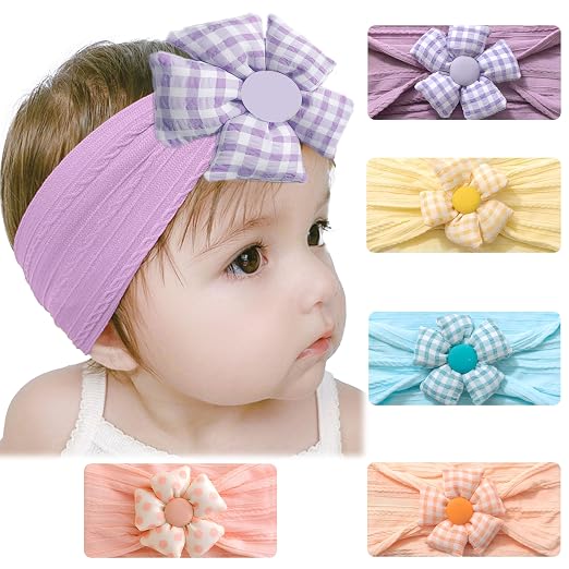 Bembika Baby Floral Headband Eceptional Quality Kids Headbands, Stylish Hairband For Baby Girl, Perfect Girls Head Band, Essential Hair Accessories for Baby, Flower Design Headband (Purple)