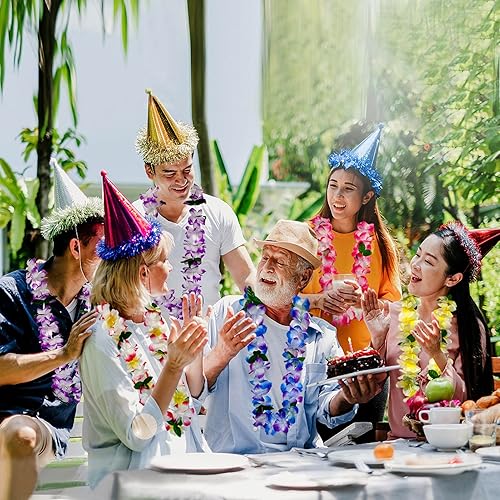 Miniatura 7 de FreshDear 6 unidades de leis hawaianos a granel, leis para fiesta luau, leis hawaianos para adultos, regalos de fiesta en la playa para adultos,