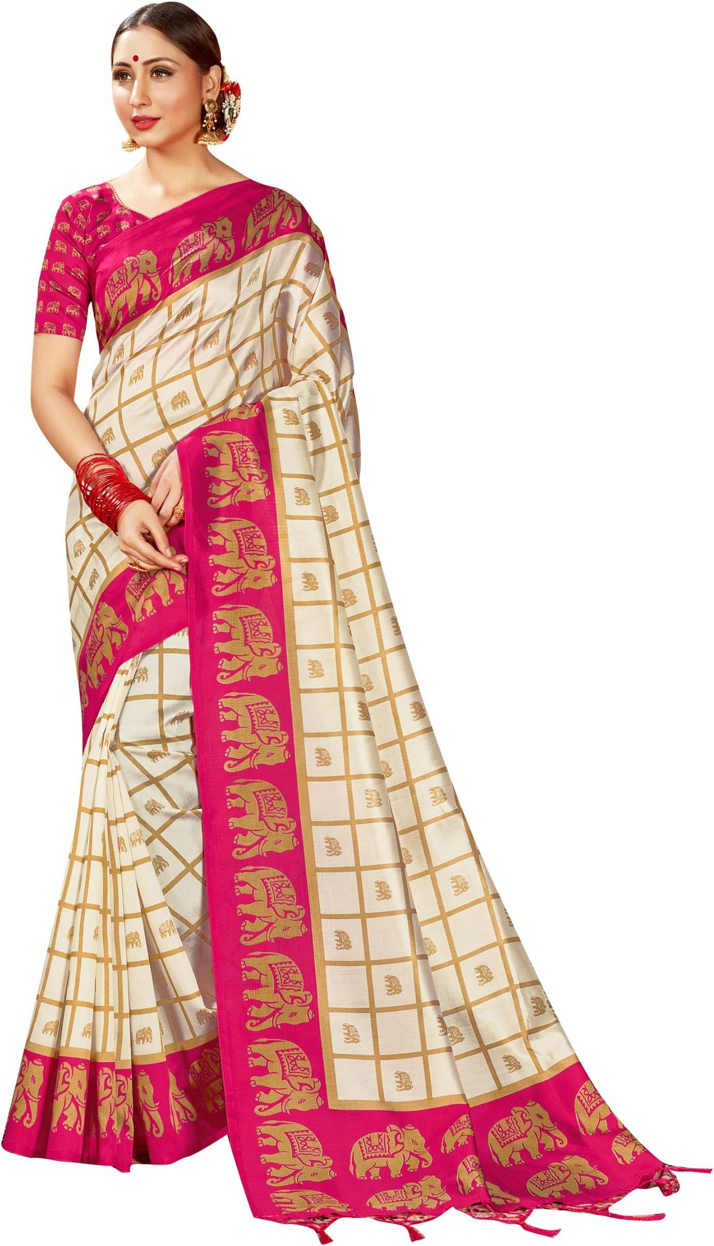 Saree For Women Cotton Art Silk Sarees for Indian Wedding Gift, Sari and Unstitched Blouse piece