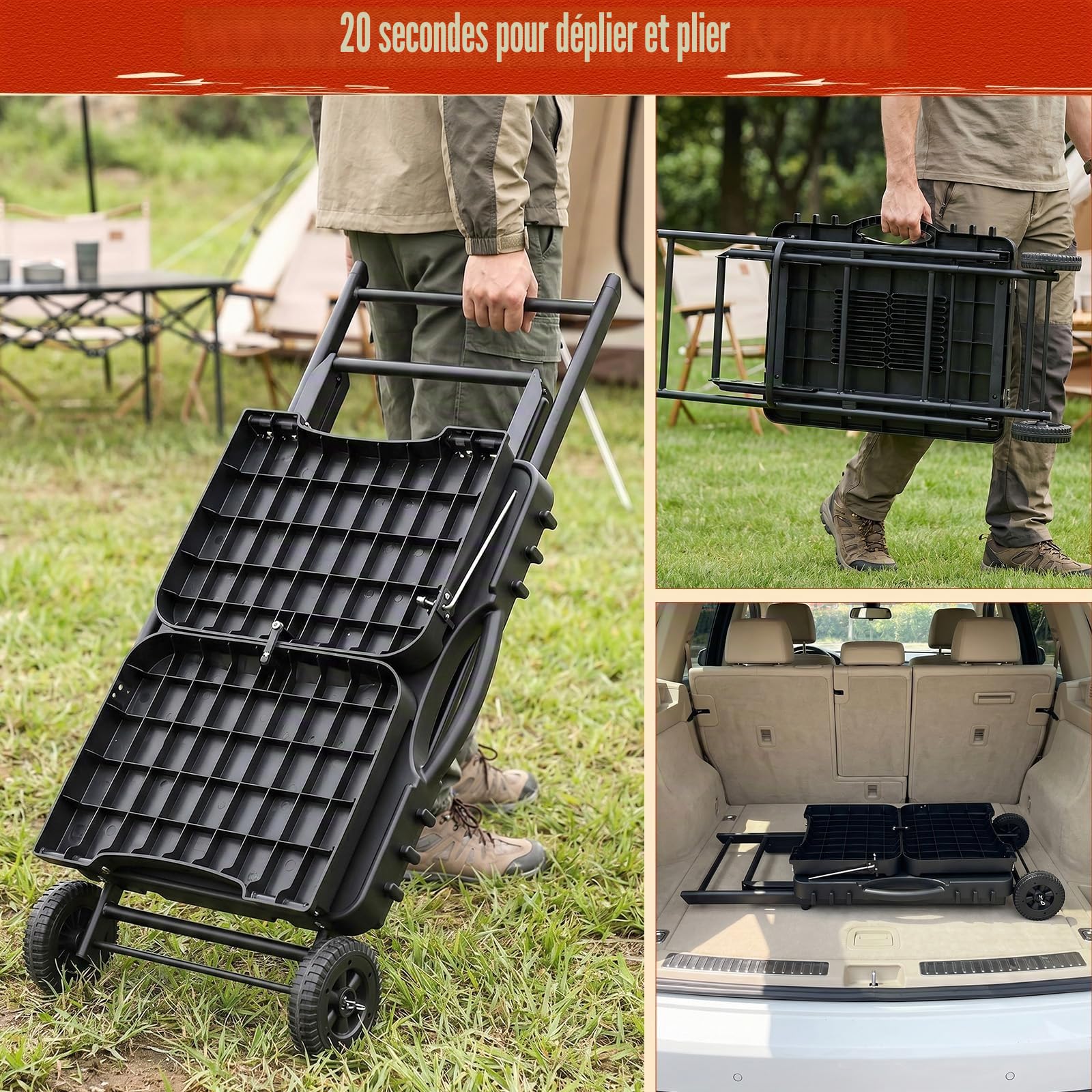 Chariot de barbecue pour Weber Q100, Q200, Q300, Enders Urban, Nexgrill, Ninja Woodfire Grill, four à pizza, Solo Stove, Burnhard Wayne