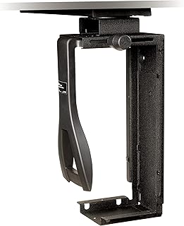 3M Under-Desk Computer Tower CPU Holder, Width Adjust from 3.5" to 9.3", Height Adjust from 12.5" to 22.5" to Fit Most CPU's up to 50 lbs, 360⁰ Swivel, Steel Construction, 17" Track, Black, (CS200MB)