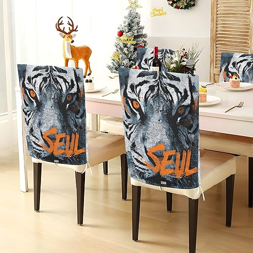 Miniatura 3 de Seaul Tigers Sketch Seat Covers for Chairs Anti-Dust for Festivals (Easter Graduation etc) Set of 2 Decorating Cover Chairs Dining Room fundas para