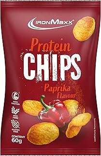 IronMaxx High Protein Chips – Paprika 60g | Low Carb, Glutenfrei & Zuckerarm | Knuspriger Eiweiß-Snack