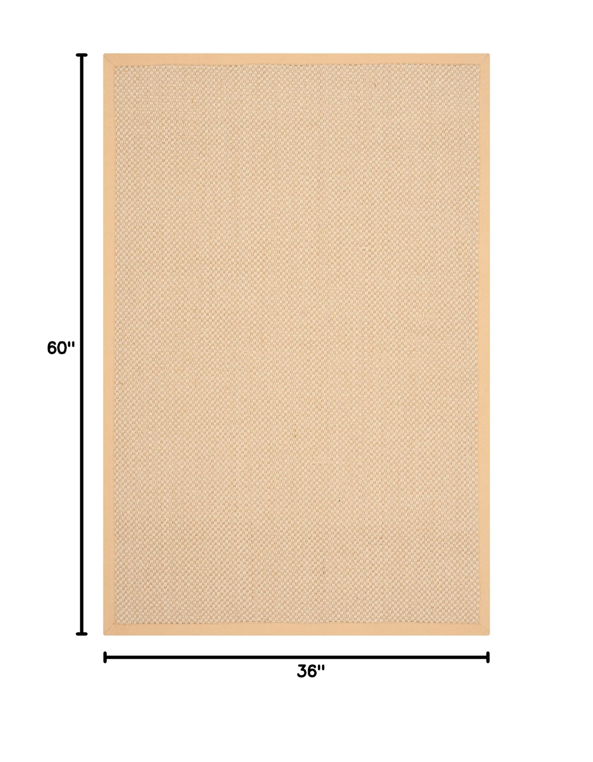 Condition photo showing New/Like New for safavieh area rug 3x5 - natural fiber collection - maize & wheat, sisal, woven design with border (nf443a)