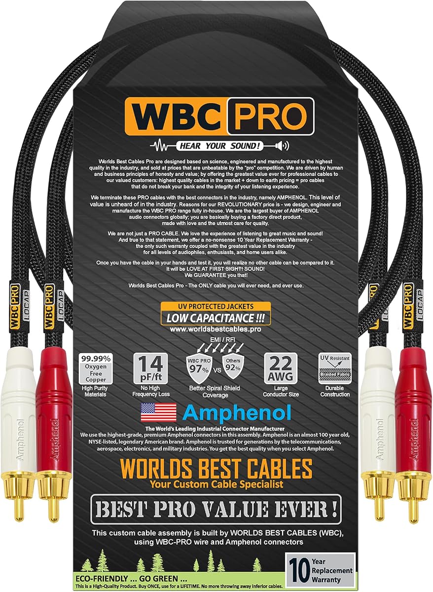 WBC-PRO-LOCAP 2 Foot RCA Cable
