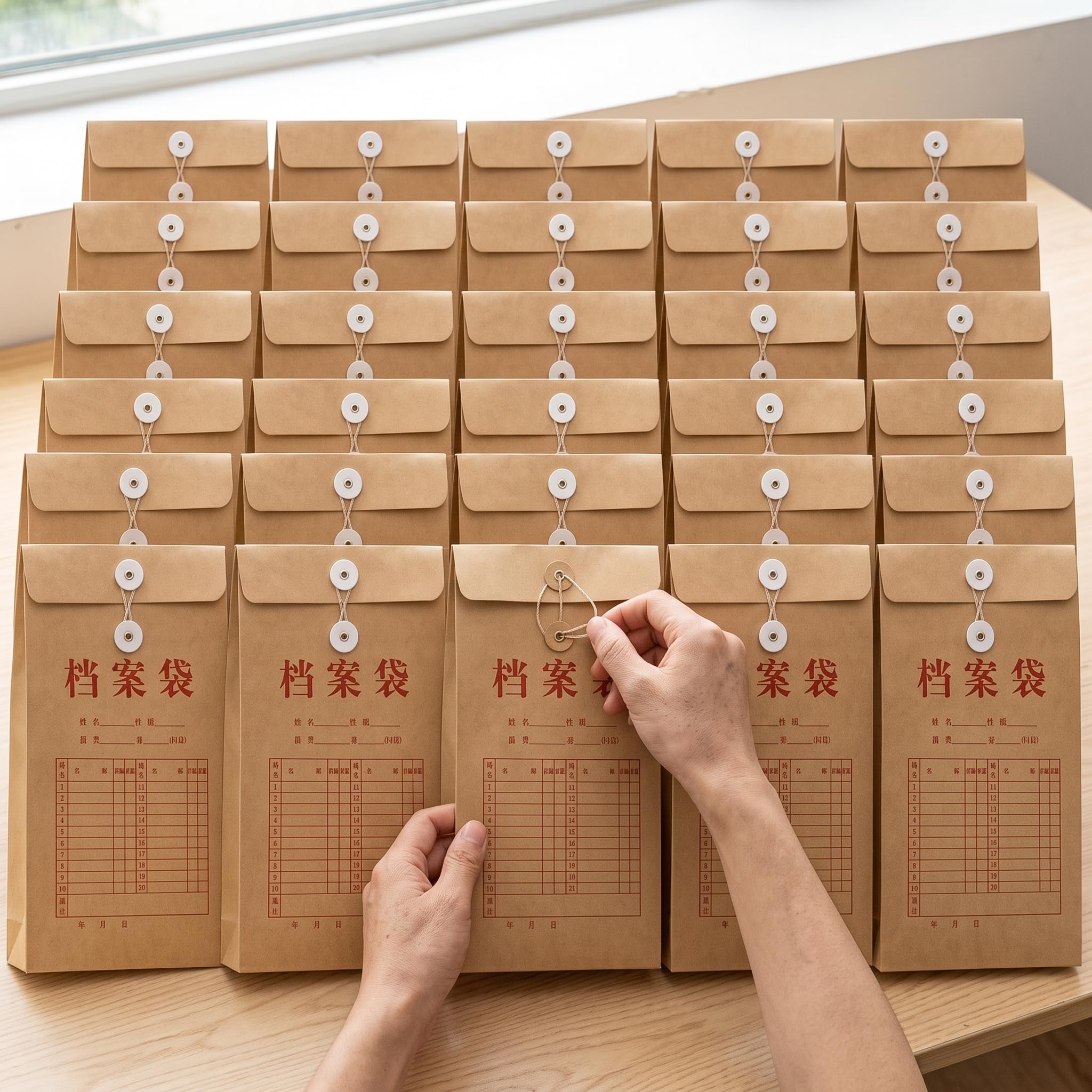 Buste per Fascicoli in Carta con Laccio, Grande Capacità per Ufficio e Organizzazione, cartellina porta documenti, Busta per documenti di gara (250g), 25 pezzi, 40mm fondo largo