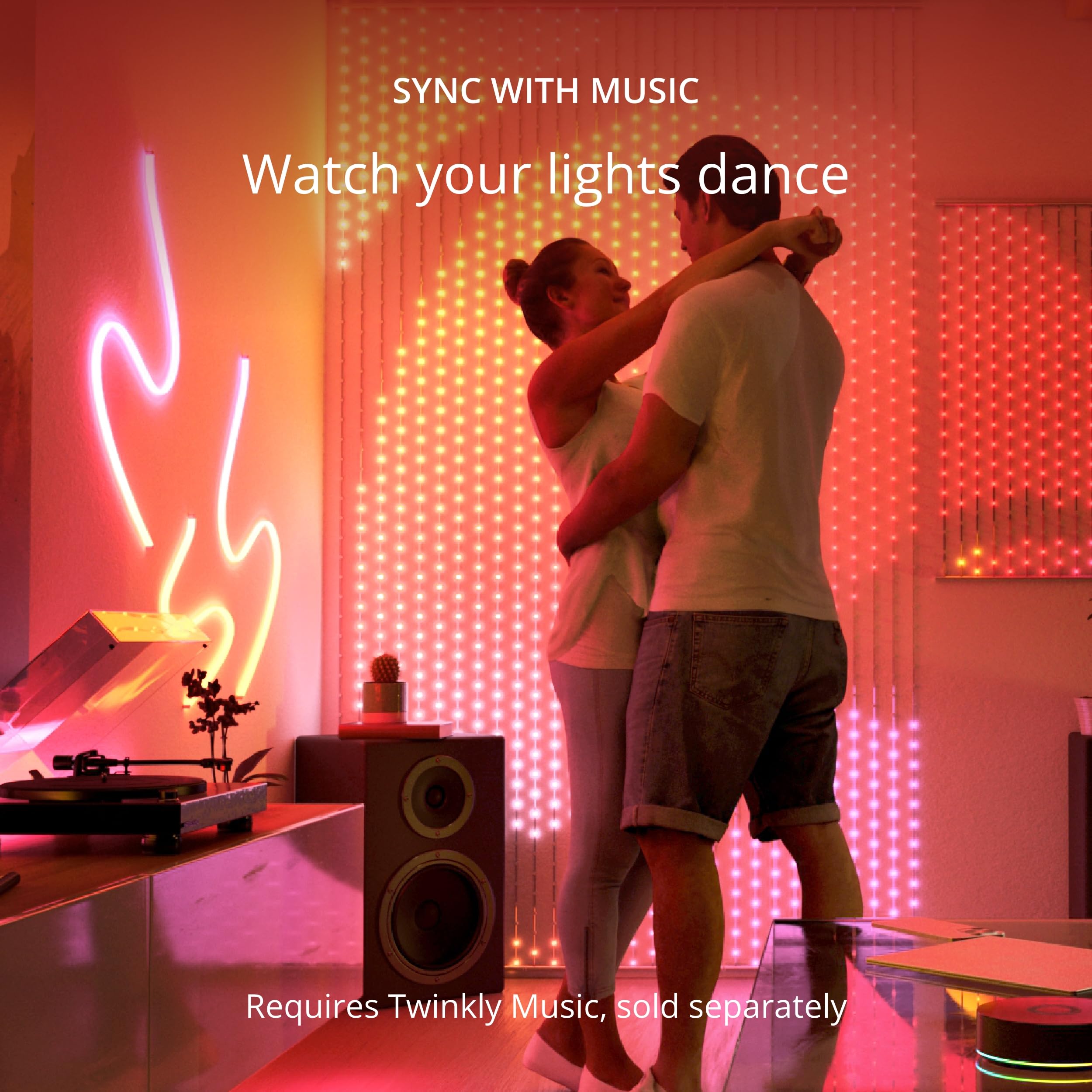 Twinkly Dots – App-gesteuerte LED-Lichterkette mit 60 RGB (16 Millionen Farben) LEDs. 3 Meter. Transparenter Kabel. USB-gespeist. Innen Smart Home Dekoration Licht, TWD060STP-T