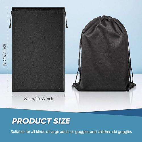 Miniatura 3 de Bolsa de microfibra para gafas de esquí, bolsa de microfibra con cordón, funda suave, 10 x 7 pulgadas