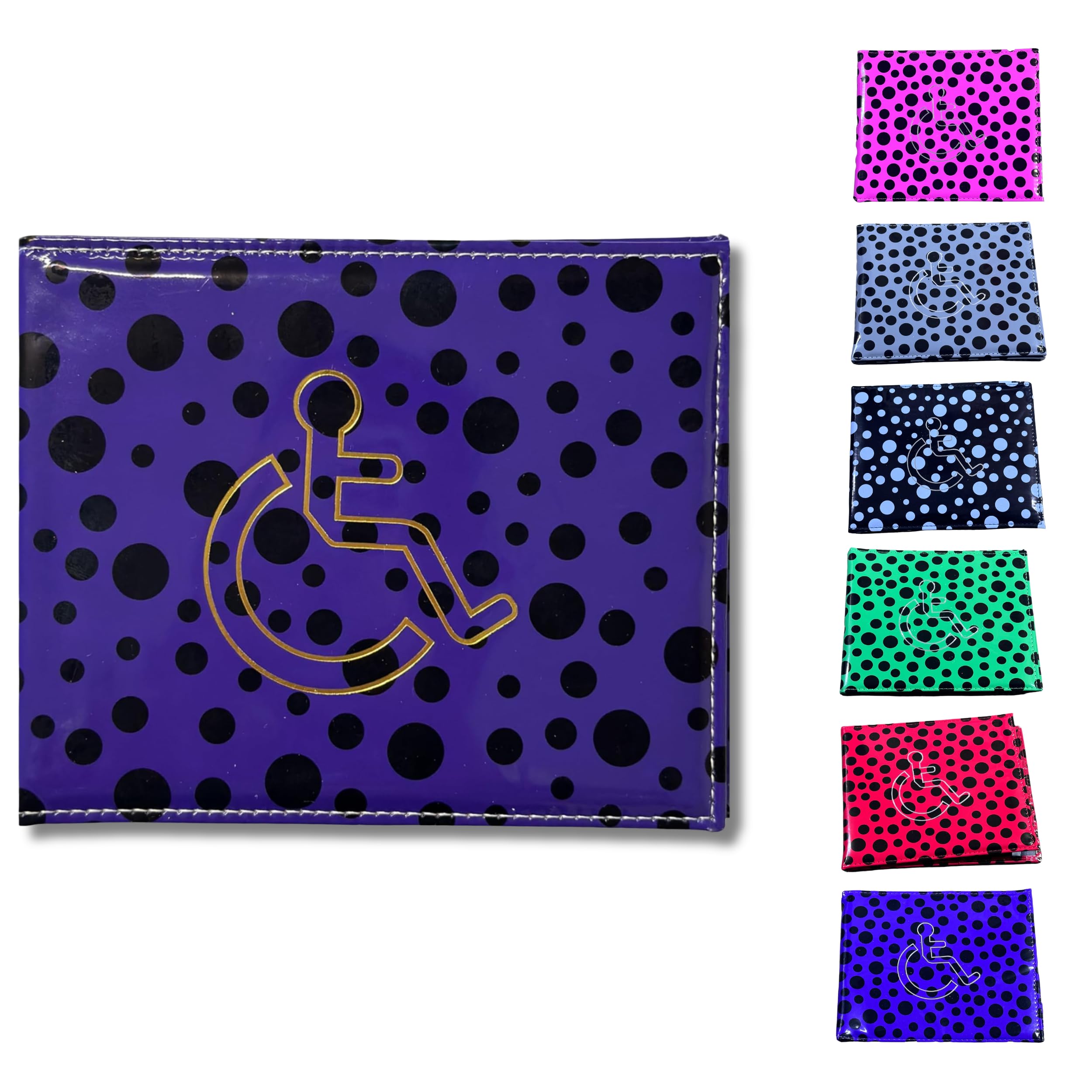 Soft Leather Disabled Badge Holder Polka Dot Wallet Disability Parking Badge Cover Holder by Glamified Disabled Blue Badge Display Holder (Purple) — image 1