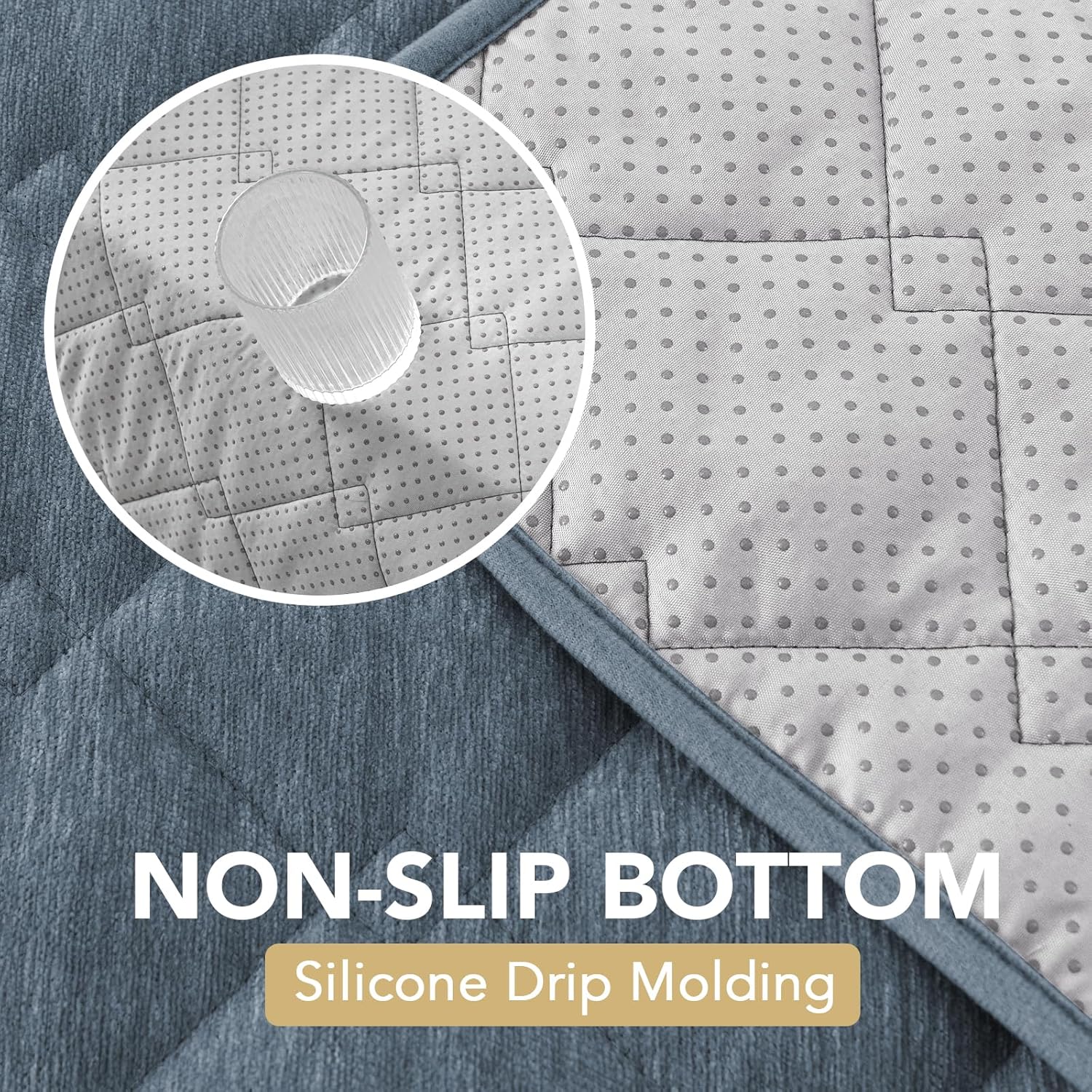 H.VERSAILTEX Chenille Couch Cover for Dogs Washable Soft Fuzzy Chaise Cover Sectional Couch Covers for L Shaped Sofa Both Left/Right Thick Pet Couch Cover Protector Non-Slip(Stone Blue, 34" x 68")