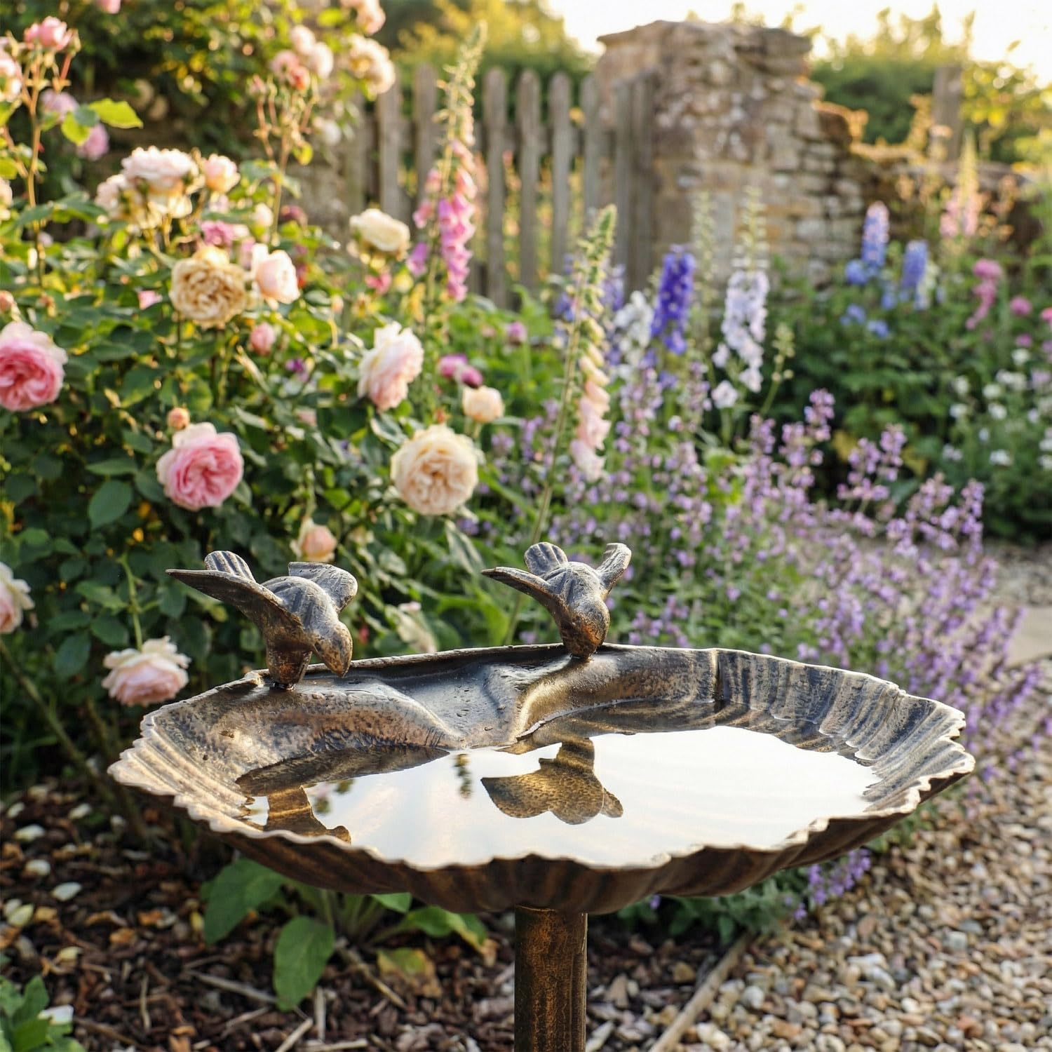 CLGarden Vogeltränke VGT5 mit Standfuß – Vogelbad stehend 65 cm hoch – Rostfrei, stabil & wetterfest – Für Garten, Terrasse & Balkon