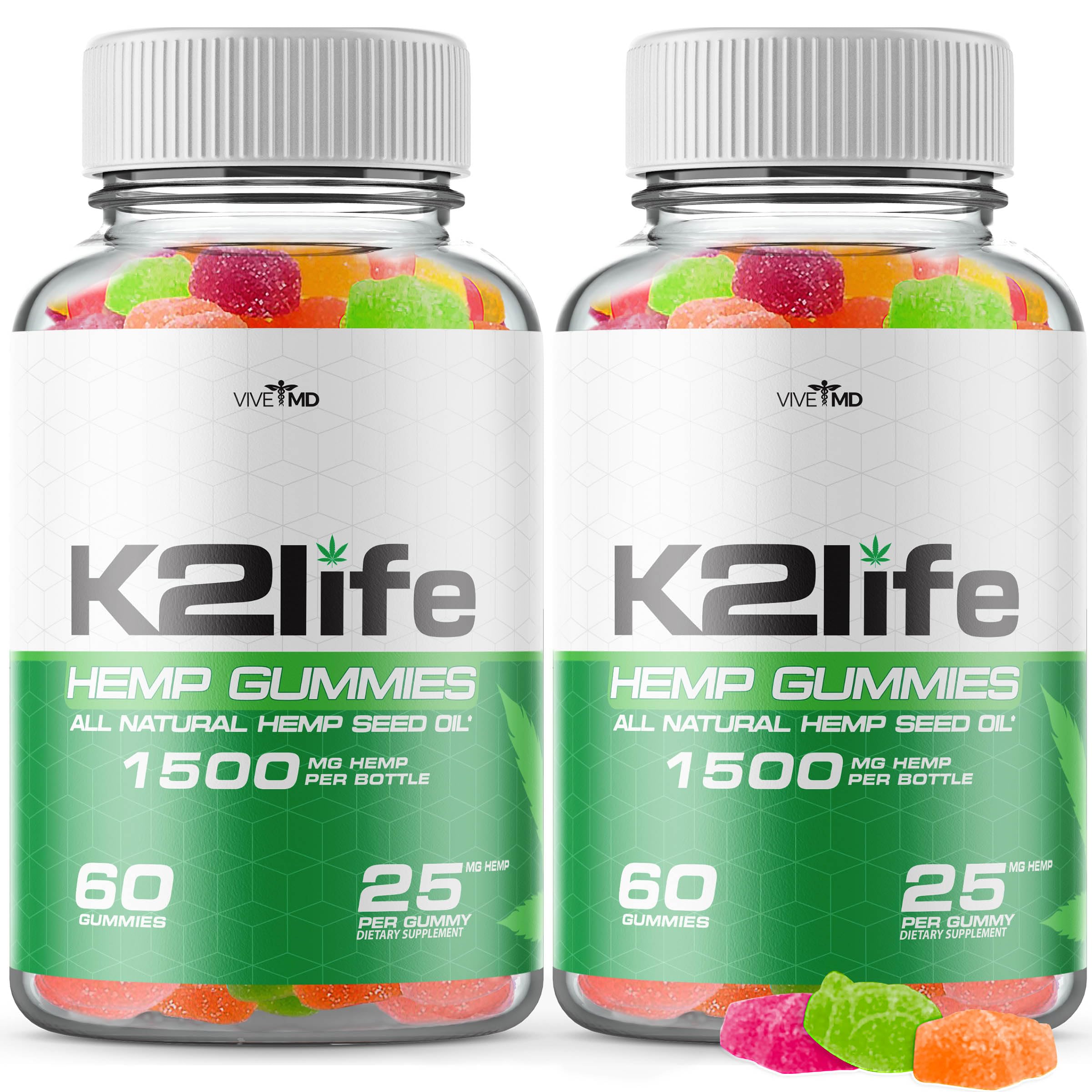 VIVE MD K2Life Gummies - Official Formula - K2 Life Gummies for Maximum Strength with Premium Blend Hemp, K2Life Hemp Extract Gummies, Advance Formula Dietary Supplement (2 Pack)