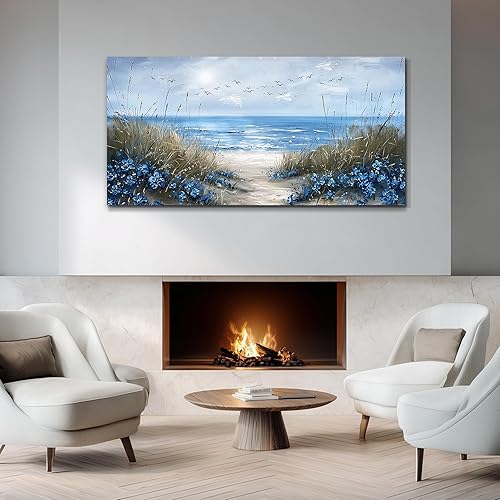 Miniatura 9 de KELIYUAN Arte de pared para sala de estar, lienzo decorativo de pared para dormitorio, oficina, decoración de pared de océano azul, imágenes de olas