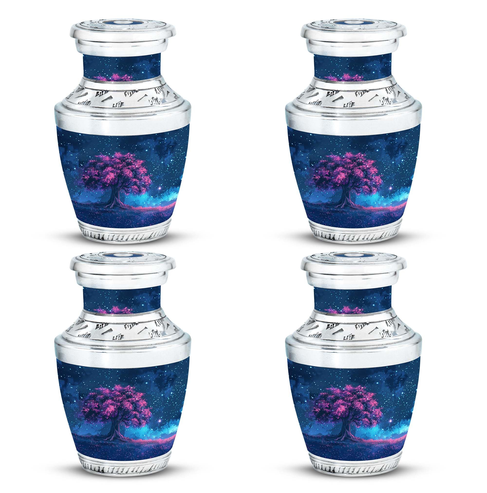 YATHABHISA Urn Keepsakes for Ashes, Small Keepsake Urns for Ashes, Cremation Keepsake Funeral Urn for Ashes, Decorative Urn 3''_Teal | Boat Urn | urn Small, Set of 4, Blue, Pink โ image 1