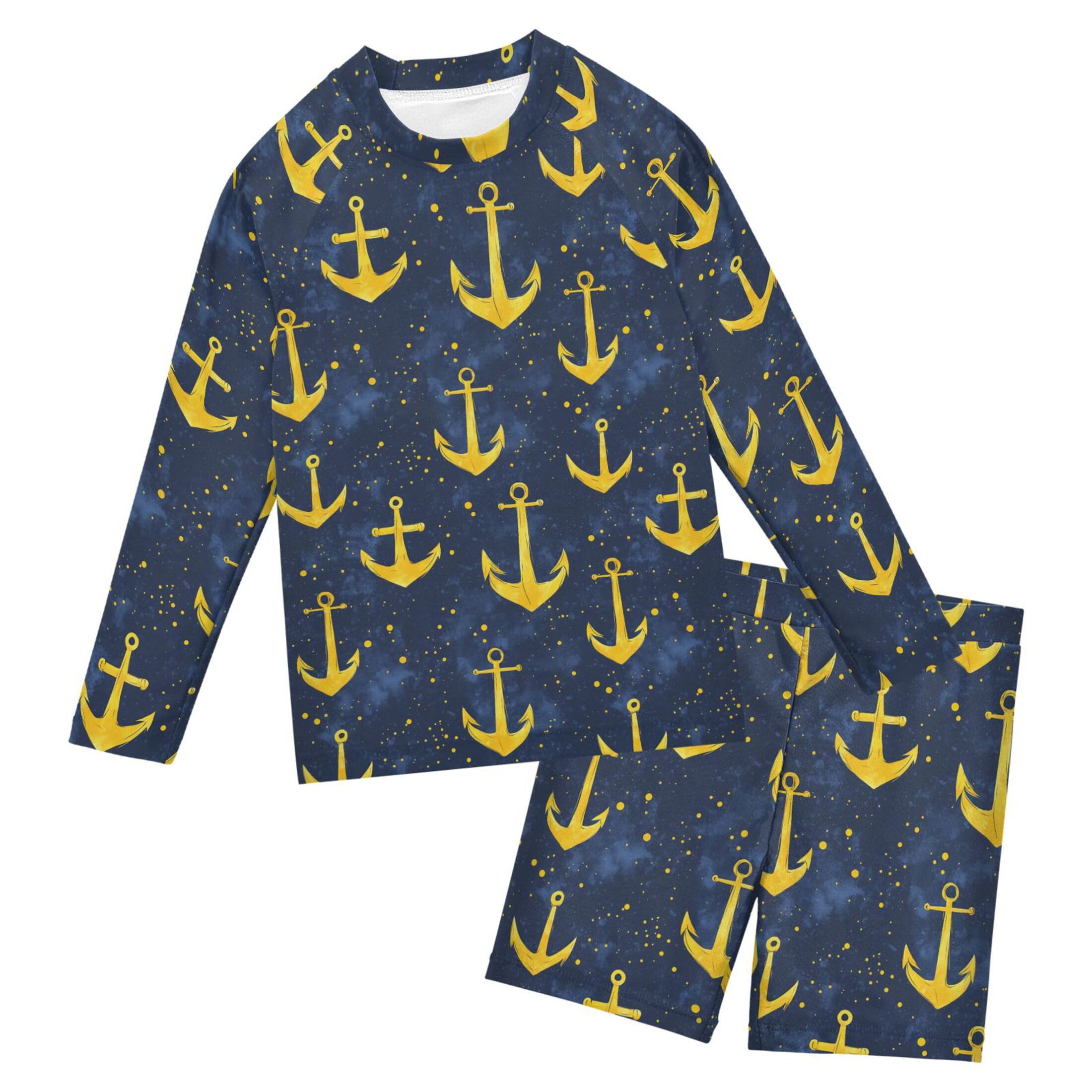Anchor Baby Boys' Toddler Long Sleeved Rashguard Swim Bathing Suit Set B0404860